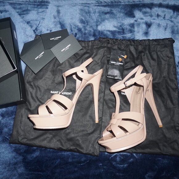 Saint Laurent  Tribute Platform Sandals In Smooth Leather - Picture 1 of 5